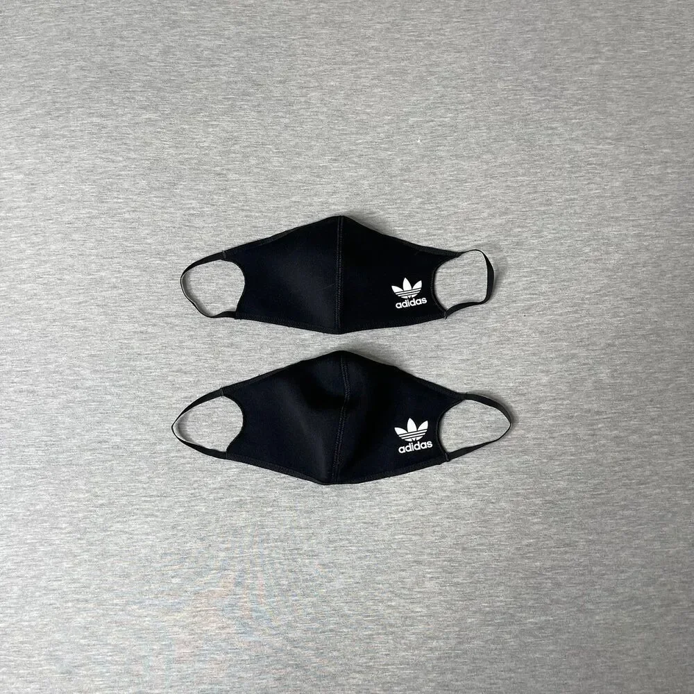 Adidas Unisex Black Cloth Reusable Face Masks 2 PCS. Set